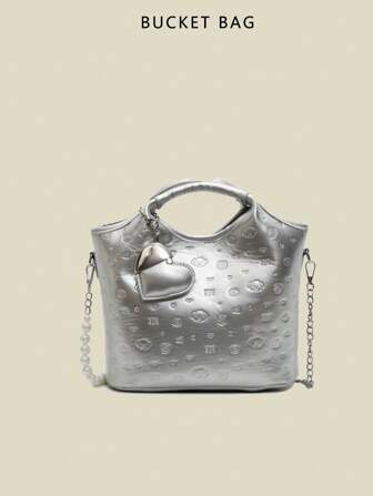 2025 新款女士单肩包，大容量通勤包，简约设计斜挎包，休闲百搭手提包，舒适 PU 材质，纯色，带扣和拉链开合，可调节可拆卸肩带，容量宽敞，时尚水桶包