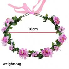 Halloween Decoration Garland, Handmade Simulation Flower Wreath Seaside Vacation Wreath, Girl's Flower Wreath Headwear, Multiple Colors To Choose From, Including Red, Pink, And Blue Flower Garlands, Wreath Fake/Artificial Flower, Bride's Flower Wreath Headwear, Bohemian Hair Accessories, Forest Style Decorations, Super Fairy Korean Sweet Accessories,