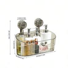 1pc Large Capacity Transparent Suction Cup Storage Rack, Oval Plastic Bathroom Organizer Shelf, Multi-Function Shower Gel Hanging Basket, Suitable For Cosmetics, Kitchen, Living Room Storage