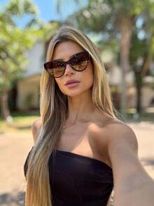 Women's Cat Eye Sunglasses Various Colors Case Choose The Color Women's Fashion UV400 - 鏽棕色 - 查看 2