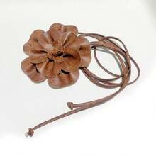 1 Stück floraler PU-Leder Gürtel, lange Kordel mit Schleife als Taille Seil, Boho Kamelien Taillenseil für Sommer, Schule