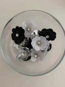 3pcs/Set Korean Ins Niche Fashionable Floral Shoe Clips, Pearls & Bowknot Decor For Sneakers