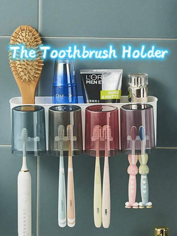 1pc Stainless Steel Toothbrush Holder Toothpaste Stand Shelves Bathroom Organizer Freestand Stationery Makeup Brush Storage Back To School