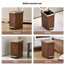 Cestino dei rifiuti con pedale 12L/16L, bidone della spazzatura di alta gamma con finitura in legno, con doppio scomparto e coperchio, impermeabile, per uso domestico, salotto, bagno, toilette, per l'organizzazione della cucina