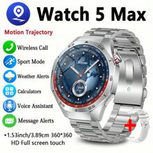 Jooeniok Montre intelligente 5 Pro 2025 Nouvel An, écran HD, commande vocale IA, appel sans fil, plus de 100 modes sport, suivi de la condition physique pour sports de plein air. Montre intelligente homme, cadeau pour Noël, la Saint-Valentin, la Fête des pères