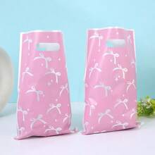 10/30/50Pcs Pink Bow Party Favor Bags Bow Goody Candy Bags, Pink Bow Party Treat Bags Party Supplies Decorations For Pink Bow Birthday Shower Part Retail Shopping Bags - Multicolor - View 3