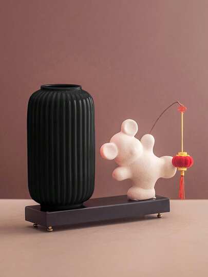 1PC Shatterproof Ceramic Like Plastic Vase Moderne Minimalist Glossy Wit Geometric Contour Textured Matte ing, Non Breakable Tabletop Living Room/Office/Gallery, All Season Monochromatic Art Centerpiece Home Room Flower Glass view 2