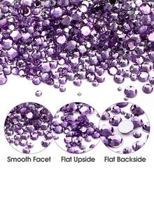 Bộ dụng cụ đính đá trang trí móng tay màu hồng, đá giả phẳng 2/3/4/5/6mm, khoảng 1500 viên đá giả lấp lánh lấp lánh cho móng tay, đồ thủ công tự làm, cốc, chai, cốc thủy tinh, quần áo, đồ trang điểm, làm móng, mặt dây chuyền, đá quý cho móng tay, đồ dùng làm móng - Màu tím - Xem 5