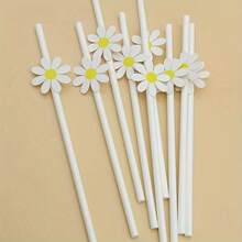20 piezas de pajitas de papel con margaritas lindas, pajitas para bebidas, fiesta de cumpleaños, decoraciones de fiesta, suministros para fiestas de boda