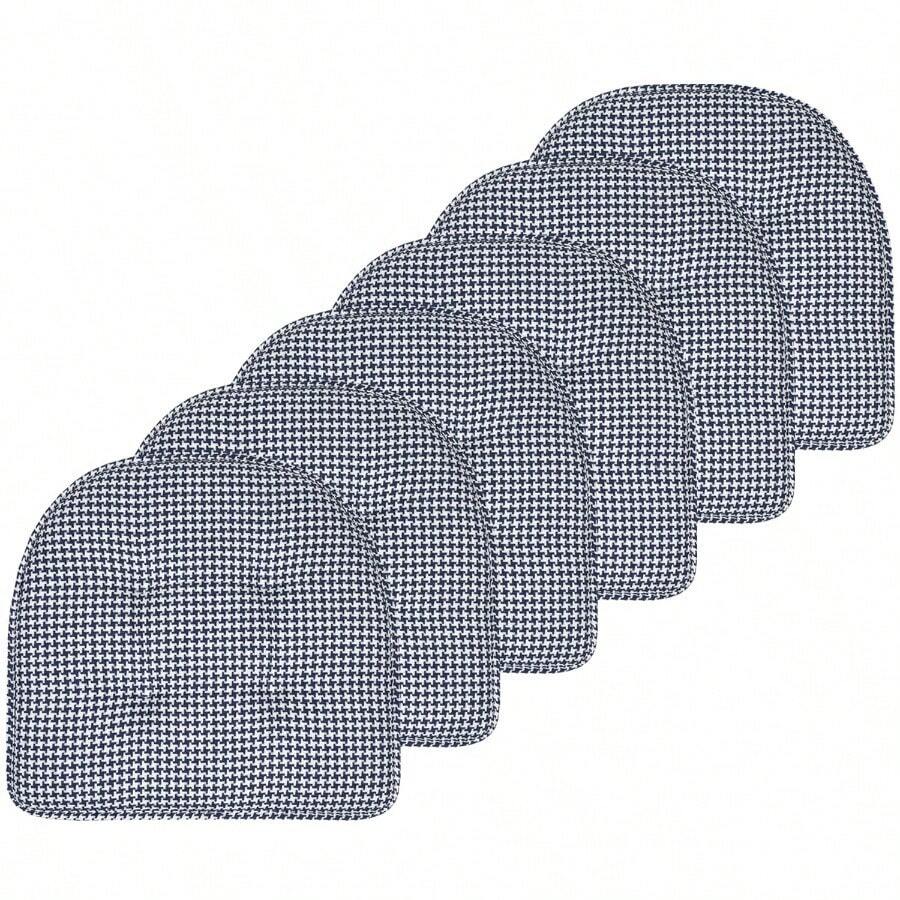 Houndstooth U-Shaped 16 X 17 Memory Foam Chair Pad Pistachio 2 Pack