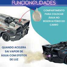 Carrinho De Controle Remoto Recarregável Que Solta Fumaça - PRETO E AZUL - Visão 9