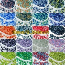 Un set de 50/100/150 cuentas de cristal con efecto de agrietado de colores variados - Cuentas de cristal brillantes redondas de 10mm, aptas para manualidades de joyería, pulseras, collares, aretes - Variedades cuidadosamente seleccionadas, sin necesidad de energía, productos de cuentas de cristal