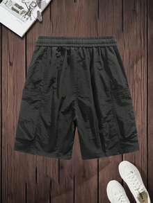 Men's Casual Outdoor Cargo Shorts With Multiple Pockets - Black - View 4