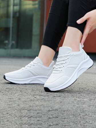 Zapatos deportivos casuales para mujer, zapatillas deportivas con cordones cómodas y antideslizantes, suela blanda, impermeables y versátiles para el tiempo libre de las señoras