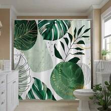 1pc Sage Printed Waterproof Machine Washable Shower Curtain, Home Decor Bathroom Decor Summer - C - View 8
