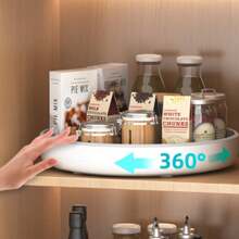 1pc Kitchen Turntable Multi-Functional Countertop Condiment Bottle Soy Sauce Vinegar Storage Rack, Fruit Plate 360 ​​Rotating Storage Rack, Home Kitchen Accessories,Plato Giratorio,Especieros De ,Especiero,Spice Rack,Lazy Susan,