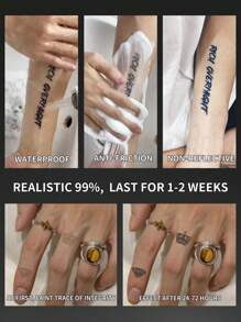 1 Pieza Tatuaje temporal geométrico de corona de diamante semi-permanente, resistente al agua y al sudor, dura de 1 a 2 semanas, realista a base de jugo de hierbas, antifricción, no reflectante, tatuaje falso negro para mujeres y hombres, pegatinas de tatuaje para brazo, pecho, pierna, abdomen, cintura, dedo, cuello, arte corporal modernista