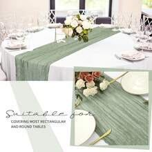 Paquete de 12 paños de cocina de estilo bohemio color verde menta, manteles de tela transparente para bodas, fiestas, decoración de baby shower (verde grisáceo) - Verde salvia - Ver 3
