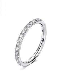 18G/16G 女士圆形耳环，G23 F136 钛金鼻环，弹簧扣，鼻环，时尚女士穿孔饰品 - 鑲鑽鼻環 - 查看 16