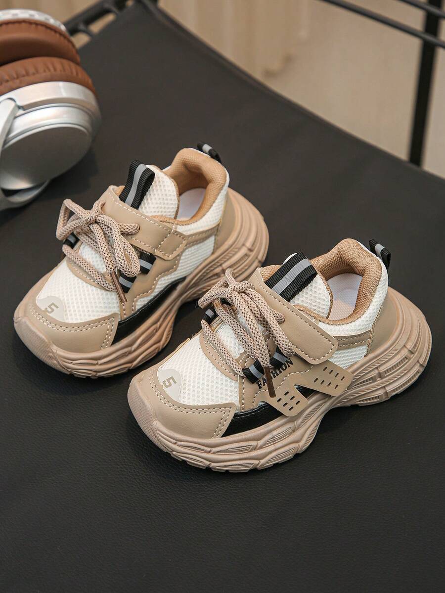 1双儿童运动鞋2025新款男童网眼EVA软底休闲鞋钩环防滑女童跑步鞋 - 卡其色 - 查看 1