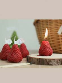 4 pièces de bougies parfumées à la fraise - un choix parfait pour les anniversaires, les mariages et la Saint-Valentin | Parfum de longue durée, sans fumée