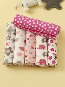 6pcs/Set Baby Swaddle Blanket With Star And Car Print, Soft Flannel - Multicolor - View 7