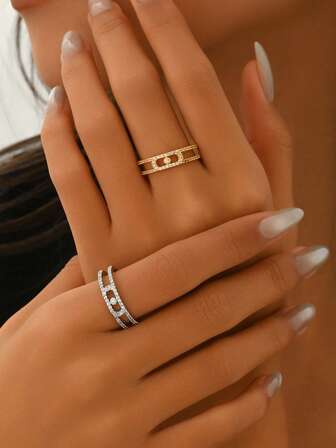 1 件时尚锆石装饰戒指，适合女性约会和日常佩戴，是开斋节、宰牲节和其他节日的理想礼物