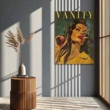 Framed  Art Deco Style   Canvas Poster, Modern Contemporary Wall Art With    , Indoor Portrait Orientation Art Print For Home Office, Living Room, Bedroom, Restaurants - People Theme Canvas Wall Hanging Decor For Fall/Winter Season