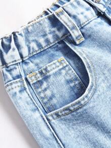Girl & Teen Girls Fashion Street Style Jeans, Bow Embroidery Detail, Comfortable And Casual