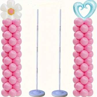 2 Sets 1.21M Adjustable Balloon Stand, Reusable Party Supplies For Weddings, Engagements, Graduations, Birthdays, Anniversaries (Balloons Not Included)