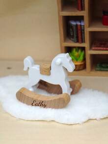 1pc Personalized Wooden Rocking Horse Decor, Carved Wooden Ornament, Children Room Decoration, Ideal Gift For Baby Boys And Girls, Multi-Functional,Ornamental,Letter,Stylish,Modern,Colorful,Cute,Adorable,Casual,Custom,Personalised,Unique,Customized,Ideal Gifts For Him,Ideal Gifts For Her,Son,Daughter Back To School,Customized Nursery Decor,Warm Ambience,Christmas Gift