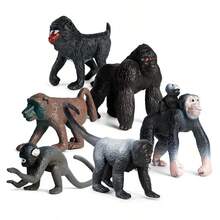 6/12pcs Simulation Monkey Animal Model Set Chimpanzee Model Children's Education Toy Cake Decoration Halloween Christmas Gift - Multicolor - View 6