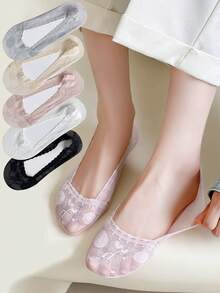 Lace Boat Socks That Don'T Fall Off Women's Socks That Absorb Sweat In Summer Invisible Boat Socks That Are Breathable In Spring And Summer Bottom Low Vamp Thin Socks - Multicolor - View 3