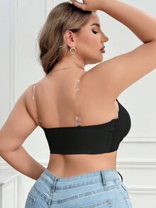 Plus Size Women Fashion Underwire Side Buckle Comfort Bra, Lift - Black - View 3