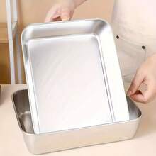 2 件/1 件不锈钢矩形烤盘，方形，不粘，耐用，适用于提拉米苏、千层面和甜点