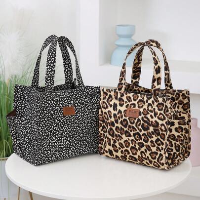 Borsa a tracolla in tessuto stampato nuova e rinforzata, grande capacità, borsa portatile per il pranzo, adatta per andare al lavoro, portare il pranzo, shopping all'aperto, conservazione del lunch box, uso quotidiano, chiusura con zip, design retrò per il ritorno a scuola