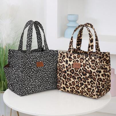 New Arrival, Thick Printed Fabric Tote Bag, Large Capacity Portable Lunch Box Storage Bag, Bento Bag, Suitable For Work Commute, Carrying Meals, Outdoor Shopping, Lunch Box Storage, Daily Use, Zippered Lunch Bag, Handbag. Back To School, Retro Lunch Bag For Women Lunch Box For School For Traveling Waterproof Bag Insulated Lunch Bag Lunchbox