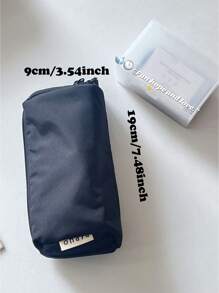 Pencil Case, Solid Color Pencil Box Black/Blue, Multi-Layer Stationery Bag, Student Stationery Storage Bag,Back To School,School Supplies,Pencil Pouch,School Bag