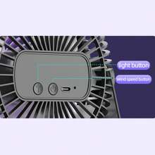 Ventilador eléctrico portátil con luz LED para acampada, carga USB, silencioso, para pared, refrescante para verano, playa, viajes