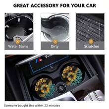 2 pièces Dessous de verre à motif floral pour voiture, tapis de voiture stylé et , séchage rapide et antidérapant