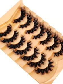 HBZGTLAD NEW 2 Box 14 Pairs Pairs Cat Eye Lashes Fluffy Faux Mink Lashes 8D Wispy Lashes Pack Dramatic Long Thick Volume Eyelashes False Eyelas - 6D-H36 - Xem 7