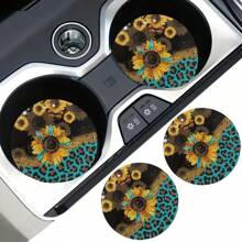 2 pièces Dessous de verre à motif floral pour voiture, tapis de voiture stylé et , séchage rapide et antidérapant