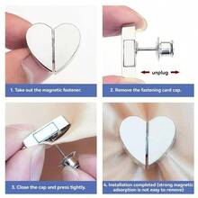 1/2/4/6 对窗帘磁扣，心形可拆卸无钉窗帘夹，金属纽扣遮光 - 彩色 - 查看 11