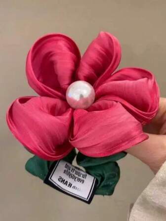 1pc Elegant Pearled Flower Elastic Scrunchie Hair Tie For Women Hair Ties Ponytail Holders Hair Elastics Hair Rubber Bands Scrunchies Hair Rope, Hair Bobbles Hairbands