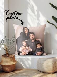 1pc, DIY Pillowcase, Single-Sided Printing, Exclusive Gift, Personalised Photo Pillowcase, Suitable For Family, Pet, Friends. Perfect For Wedding, Festival, Party, Mother's Day, Father's Day, Thanksgiving, Living Room Sofa, Bedroom Decoration Cushion Cover College Essentials,Travel Essentials Wedding Decorations