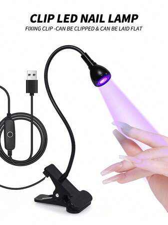 Lámpara UV para uñas, luz secadora de uñas USB, mini de sobremesa con clip, apta para esmalte de uñas en gel, herramientas de salón de manicura