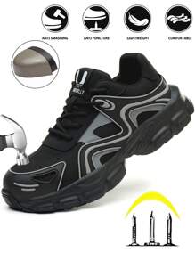 UMBURLLY Women's Steel Toe Safety Shoes, Impact & Puncture Resistant Breathable Mesh Upper, Anti-Slip Sole, Lightweight Work Shoes, Suitable For All Seasons