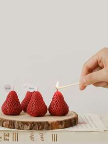 4 pièces de bougies parfumées à la fraise - un choix parfait pour les anniversaires, les mariages et la Saint-Valentin | Parfum de longue durée, sans fumée