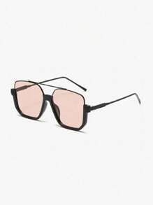 Fashionable Casual Oversized Double Bridge Clear Lens Glasses