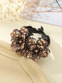 1pc Crystal Flower Hair Claw Clip For Ponytail (Random Crystal Color)
